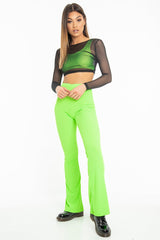 Black Mesh Long Sleeve Crop Top - Presley-Crop Tops