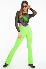 Black Mesh Long Sleeve Crop Top - Presley-Crop Tops