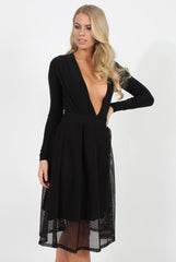 Black Mesh Midi Skirt - Paloma-Skirts