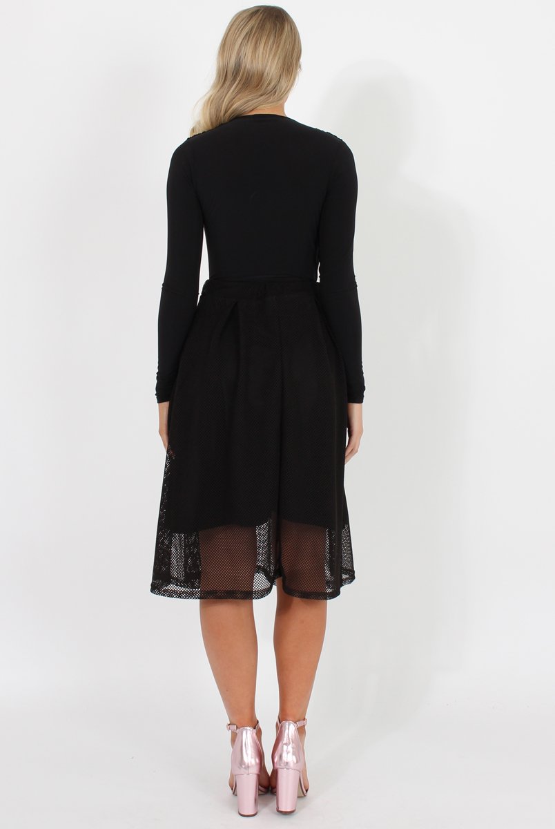 Black Mesh Midi Skirt - Paloma-Skirts