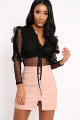 Black Mesh Polka Dot Bodysuit - Pennie-Bodysuits