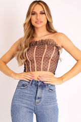Black Mesh Polka Seam Detail Bralet - Davis-Bralets