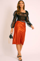 Black Mesh Polka Shirred Crop Top - Soliana-Crop Tops