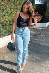 Black Mesh Ruched Bodysuit - Myers