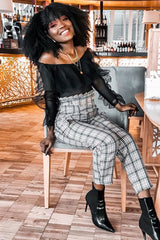 Black Mesh Ruffle Sleeve Bardot Crop Top - Amber-Crop Tops