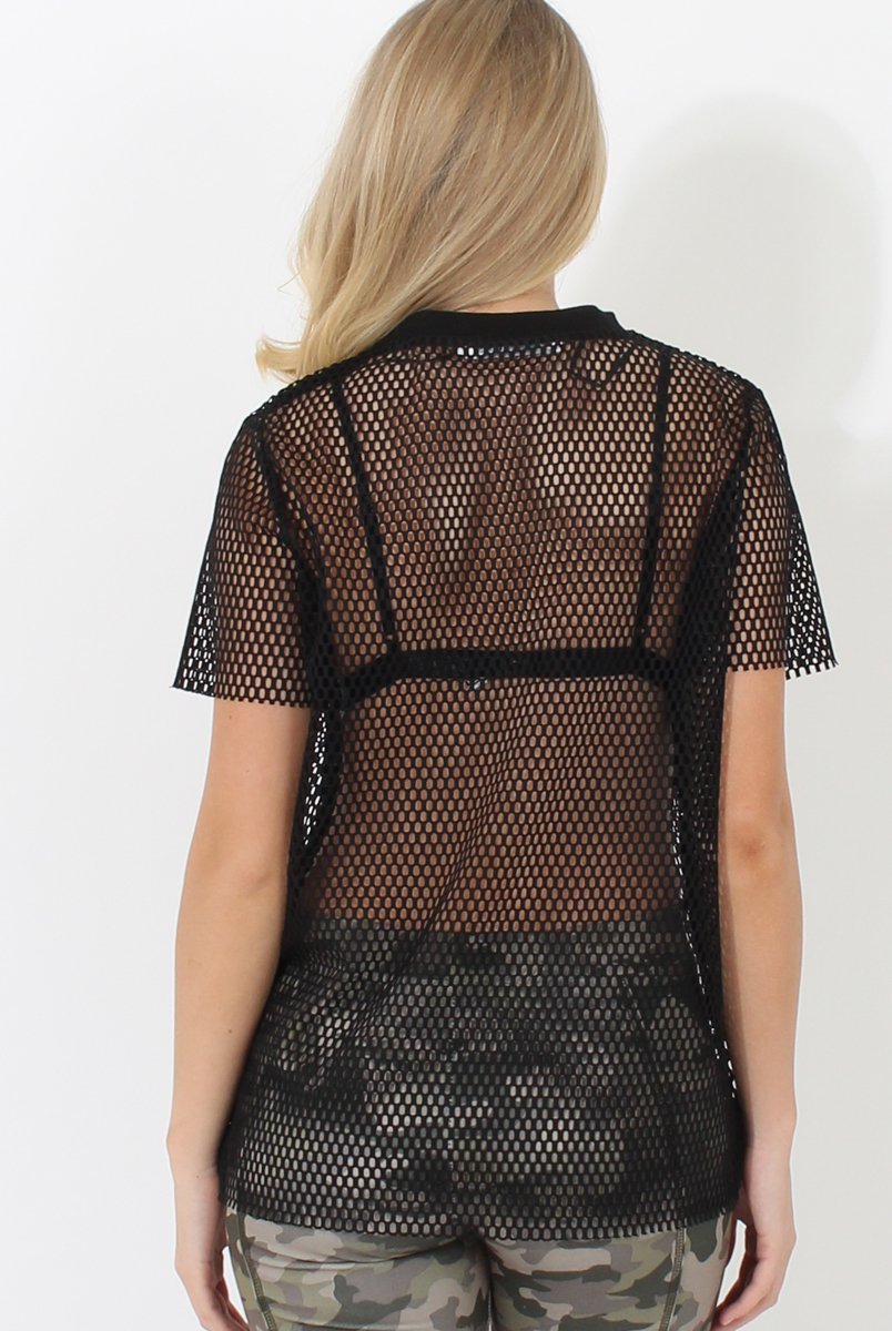 Black Mesh Top - Piper-Tops