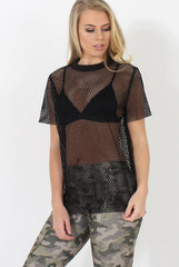 Black Mesh Top - Piper-Tops