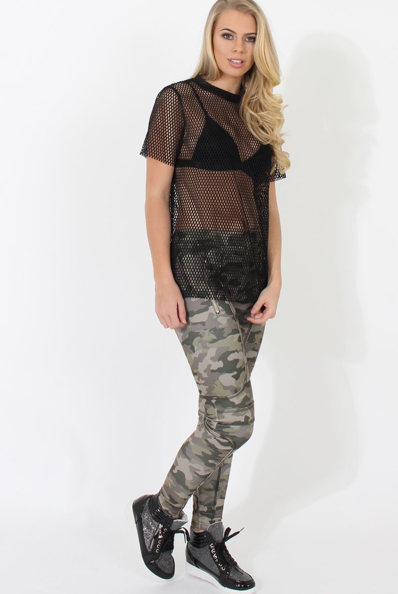 Black Mesh Top - Piper-Tops