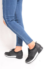 Black Mesh Two Toned Panel Trainers - Rylan-Trainers