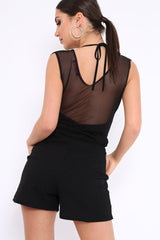 Black Mesh V-Plunge Bodysuit - Malie-Bodysuits