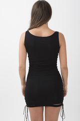 Black Metal Graphic Print Lace Up Sides T Shirt Dress - Callie-Dresses