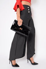 Black Metallic Envelope Chain Strap Clutch Bag - Jasey-Bags