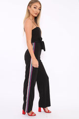 Black Metallic Rainbow Stripe Jumpsuit - Jinora-Jumpsuits