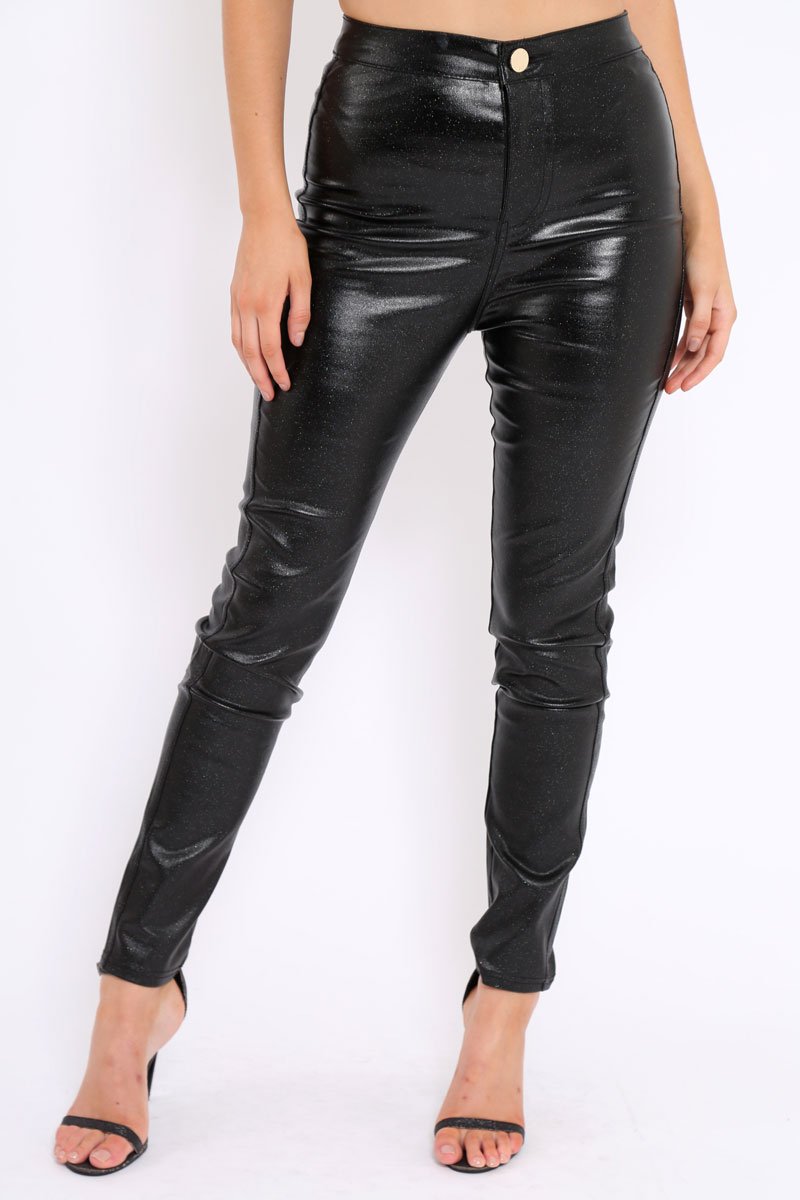 Black Metallic Skinny Jeans - Izabela-Jeans