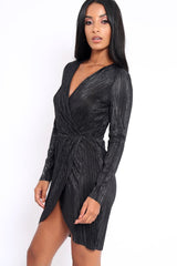 Black Metallic Wrap Front Dress - Angie-Dresses