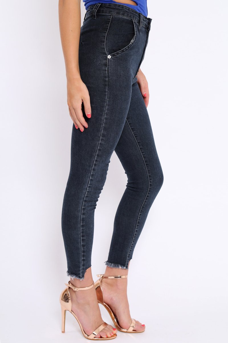 Black Mid Wash Deep Hem Jeans - Pipper-Jeans