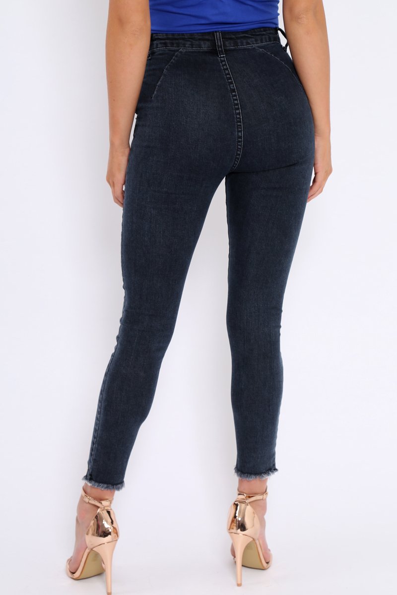 Black Mid Wash Deep Hem Jeans - Pipper-Jeans