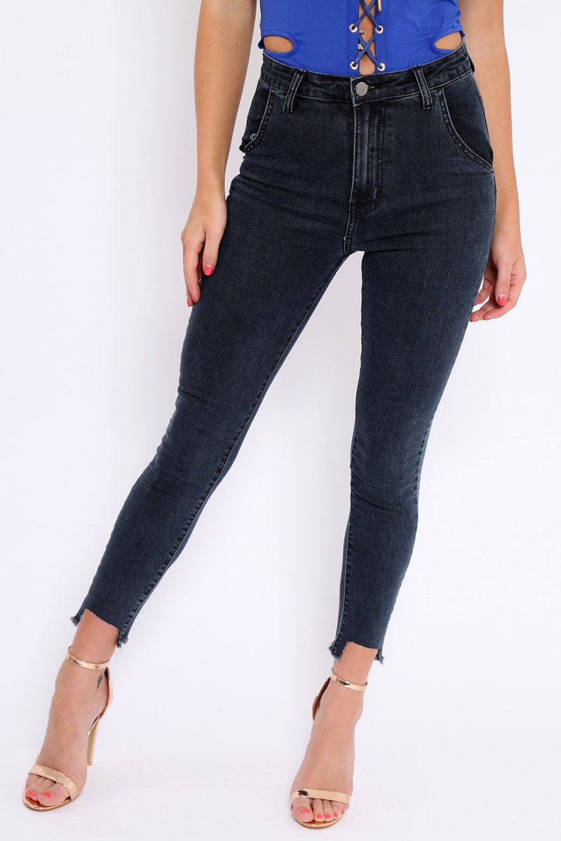 Black Mid Wash Deep Hem Jeans - Pipper-Jeans