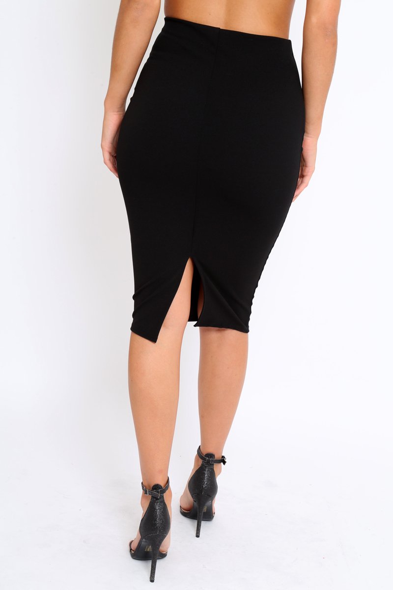 Black Midi Bodycon Skirt - Tiffy-Skirts