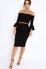 Black Midi Bodycon Skirt - Tiffy-Skirts