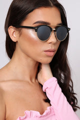 Black Mirrored Lens Aviator Sunglasses - Annica-Sunglasses