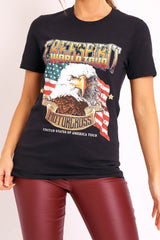 Black Motorcross Graphic Printed T-shirt - Lanora-T-shirt