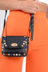 Black Multi Embellished Cross Body Bag - Eeva-Bags