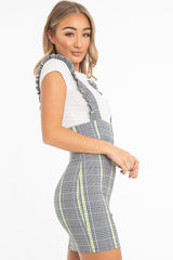 Black Neon Green Check Ruffle T-Shirt Underlay Dress - Stacy-Dresses