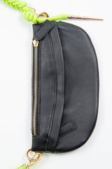 Black Neon Green Rope Detail Handbag - Israa-Bags