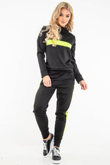 Black Neon Green Stripe Loungewear Set - Ariella-Loungewear