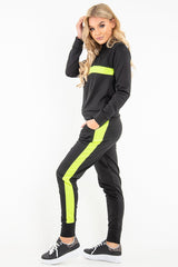 Black Neon Green Stripe Loungewear Set - Ariella-Loungewear