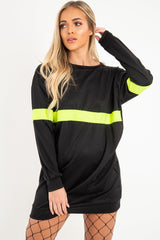 Black Neon Yellow Stripe Longline Sweatshirt - Keighley-Sweatshirts