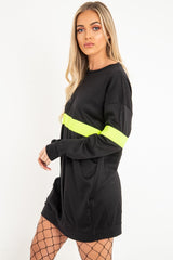 Black Neon Yellow Stripe Longline Sweatshirt - Keighley-Sweatshirts