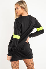 Black Neon Yellow Stripe Longline Sweatshirt - Keighley-Sweatshirts