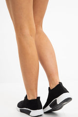 Black Net Lace Up Chunky Sole Trainers - Lexus-Trainers