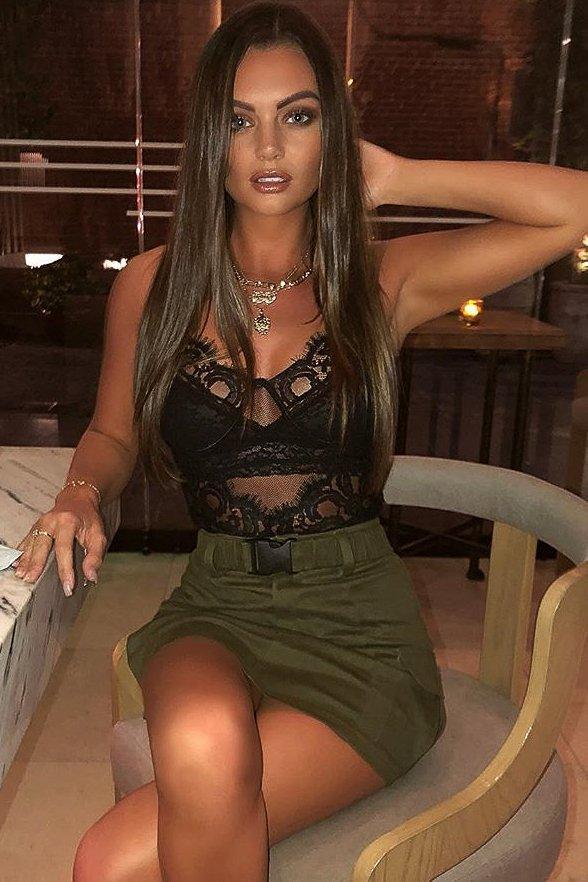 Black Net Mesh Lace Detail Bodysuit - Briona-Bodysuits