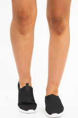 Black Net Overlay Contrast Sole Slip On Trainers - Lissandra-Trainers