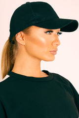 Black Netted Mesh Baseball Cap - Maliyah-Hats