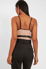 Black Nude Lace Mesh Bodysuit - Orielle-Bodysuits