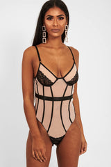 Black Nude Lace Mesh Bodysuit - Orielle – Rebellious Fashion