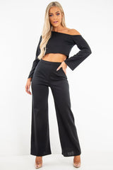 Black Off Shoulder Loungewear Set - Emarie-Loungewear