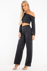 Black Off Shoulder Loungewear Set - Emarie-Loungewear