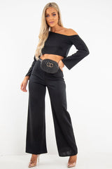 Black Off Shoulder Loungewear Set - Emarie-Loungewear