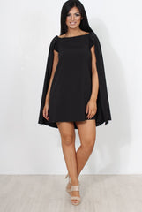 Black Off The Shoulder Cape Dress-Verity-Dresses