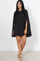 Black Off The Shoulder Cape Dress-Verity-Dresses