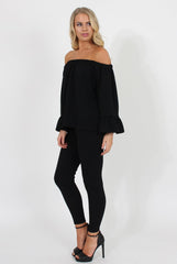 Black Off The Shoulder Co-ord - Lydia-Co-ords