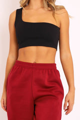 Black One Shouldered Crop Top - Kamri-Crop Tops