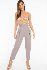 Black Orange Check Frill Detail Trousers - Bristal-Trousers