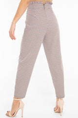 Black Orange Check Frill Detail Trousers - Bristal-Trousers