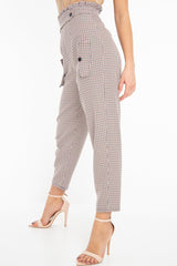 Black Orange Check Frill Detail Trousers - Bristal-Trousers